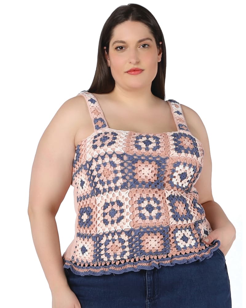Plus size model wearing Sahar Crochet Tank by DEX PLUS | Dia&Co | dia_product_style_image_id:203013